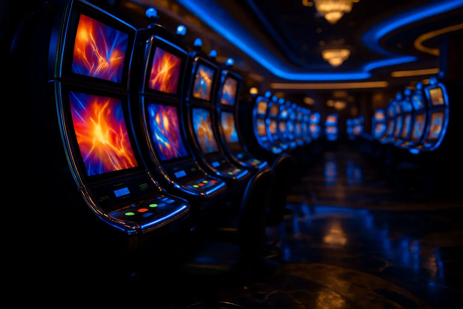 Premium Philippine casino slots floor at night inside Manila resort